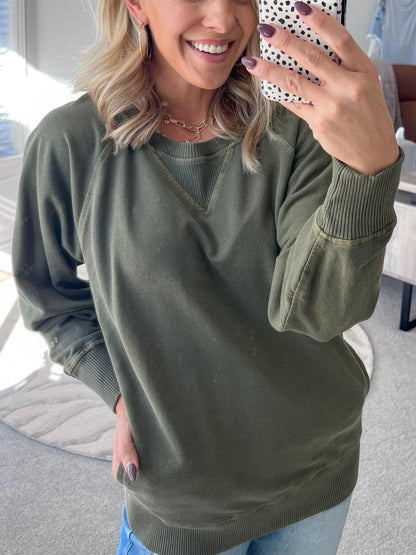 ✨HOT SALE 50% OFF🏆Women's Ribbed Accent Pocketed Pullover