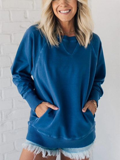 ✨HOT SALE 50% OFF🏆Women's Ribbed Accent Pocketed Pullover