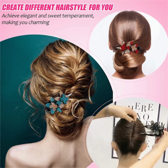 Buy more, get more free🏵️Rhinestone Double Flower Hairpin