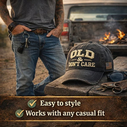 🖤2026 New Year · 30% OFF🖤Vintage Distressed “OLD & DON’T CARE” Cap