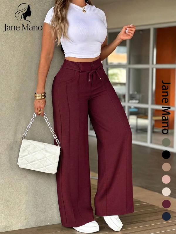 ✨ Easy Everyday Comfort | Women's High-Waisted Straight-Leg Pants with Elastic Back