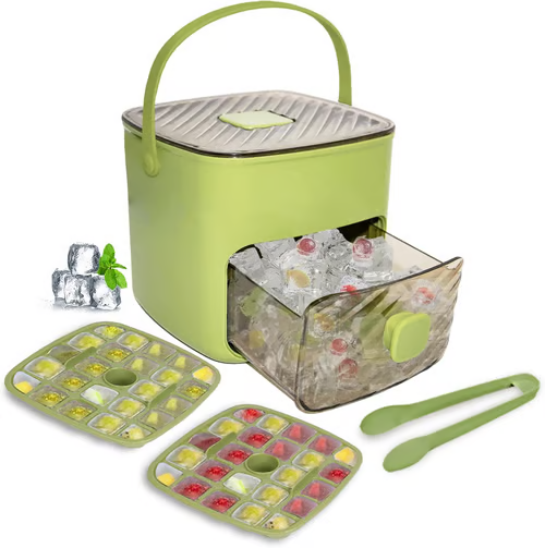 2026 HOT SALE🥳50K+ SOLD! 50% OFF!🥳💞 Ice Cube Maker with Storage – 48 cubes at once, leak‑proof lid. Stackable, saves space. Includes ice scoop & tong. A summer essential.