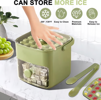 2026 HOT SALE🥳50K+ SOLD! 50% OFF!🥳💞 Ice Cube Maker with Storage – 48 cubes at once, leak‑proof lid. Stackable, saves space. Includes ice scoop & tong. A summer essential.