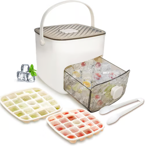 2026 HOT SALE🥳50K+ SOLD! 50% OFF!🥳💞 Ice Cube Maker with Storage – 48 cubes at once, leak‑proof lid. Stackable, saves space. Includes ice scoop & tong. A summer essential.