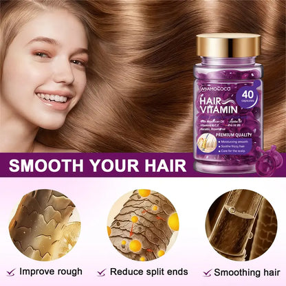 🔥 Hair Vitamin Serum Capsules - with Moroccan Oil, Keratin & Vitamins for Smooth, Frizz-Free Hair | Premium Hair Care