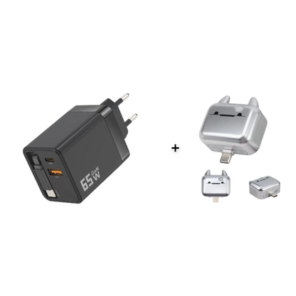 65W Fast Charging Phone Charger Block with Retractable 80cm Type-C Cable