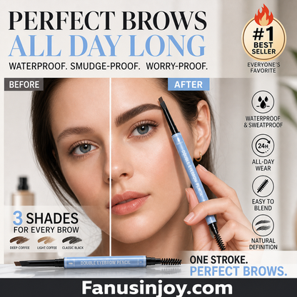 💥Amazing discount！👱‍♀️One-stroke design, reveal your natural beauty！Double-Ended Waterproof Angled Eyebrow Pencil