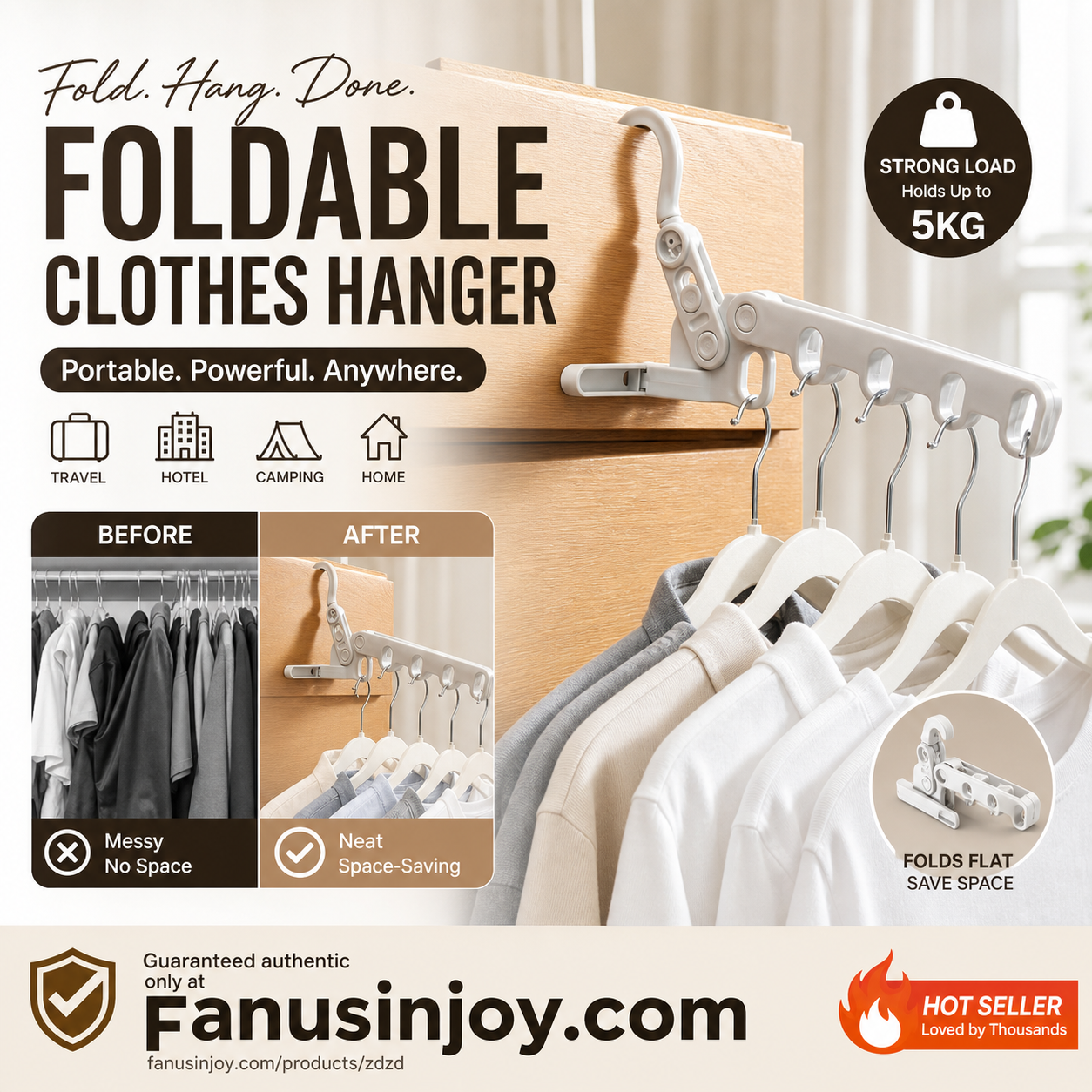 🎉🎉Buy One Get One Free！🥼Hang clothes anywhere you want！Portable Foldable Clothes Hanger