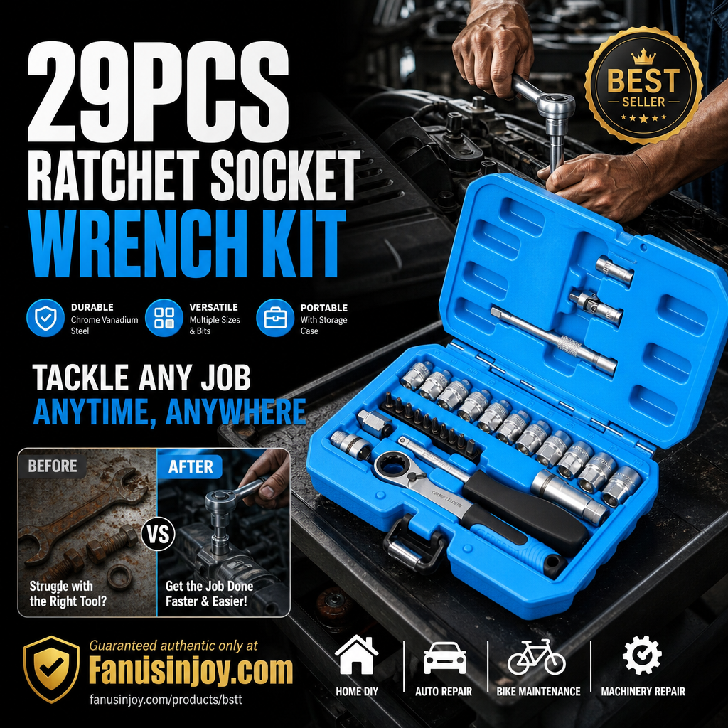 ⏳🔥LIMITED-TIME 50% OFF! ⏰🔧🚗 29pcs Core Ratchet Socket Wrench Kit – Chrome‑vanadium steel, 11 sockets & 10 bits. Perfect for car repairs & DIY 🛠️✨