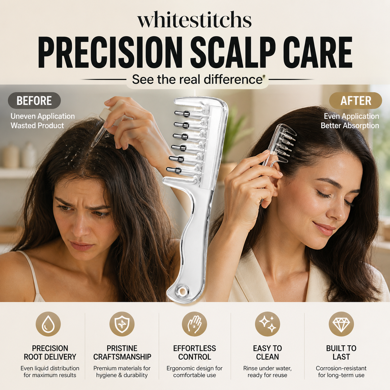 🔥BUY 2 GET 1 FREE⏰Transparent Hair Oil Applicator Comb