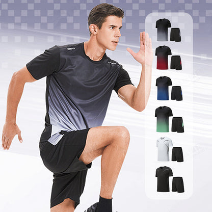 ☀️💦Tuta sportiva da uomo con t-shirt e pantaloncini traspiranti, ad asciugatura rapida e vestibilità ampia