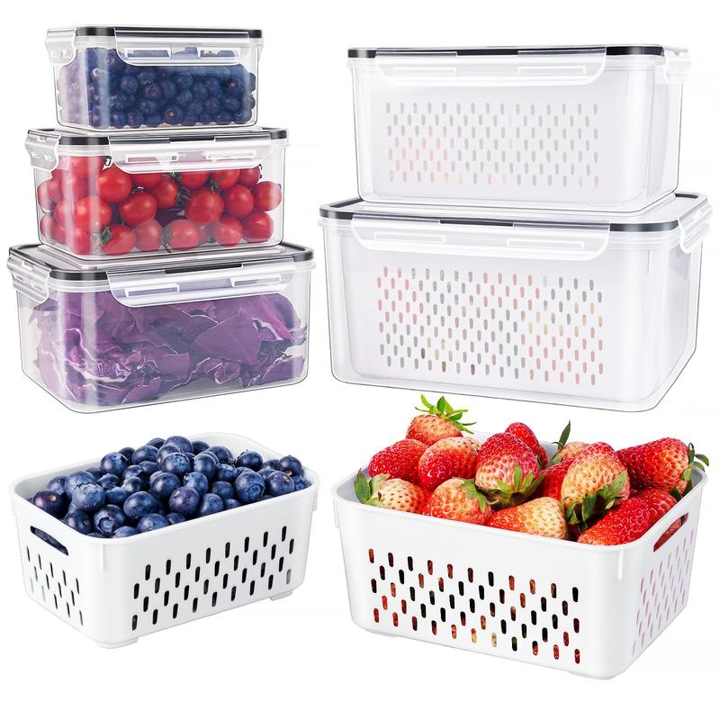 🍓 50% OFF NOW! ✨ 3-PC Fruit Container Set – Removable Colander, Leak-Proof & Stackable 🧊