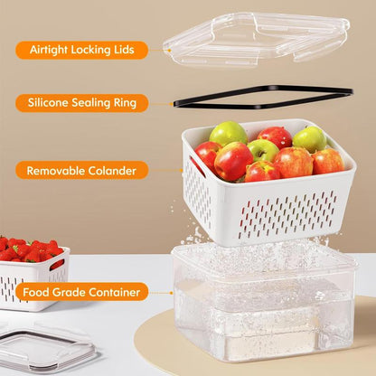 🍓 50% OFF NOW! ✨ 3-PC Fruit Container Set – Removable Colander, Leak-Proof & Stackable 🧊