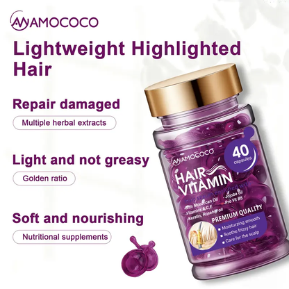 🔥 Hair Vitamin Serum Capsules - with Moroccan Oil, Keratin & Vitamins for Smooth, Frizz-Free Hair | Premium Hair Care
