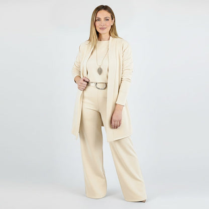 ⏳Time-Limited Special⏰Elegant 3-piece set including long cardigan, top and pants💞