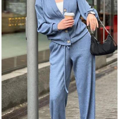 ⏳Limited Sale 50% OFF🌸Women's Knitted Buttoned Jacket and Pants Two-piece Set