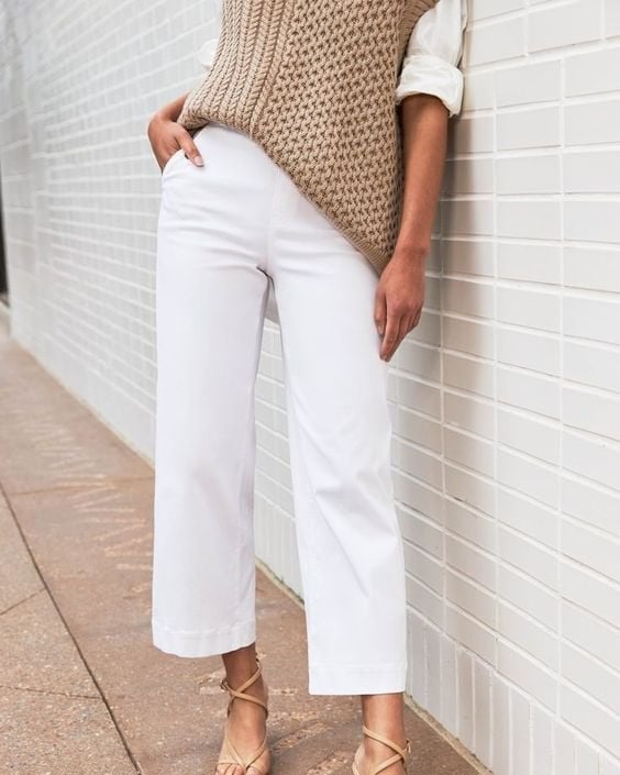 🔥2024 HOT SALE🔥Stretch Twill Cropped Wide Leg Pants