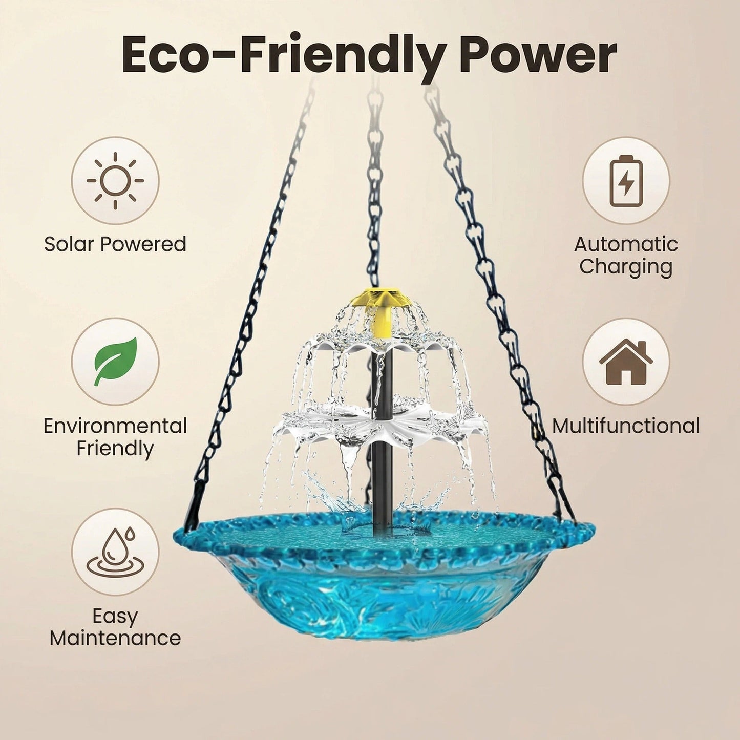 ✨2026 Spring special offer 80% off-🐦Solar Cascade Hanging Bird Bath Fountain