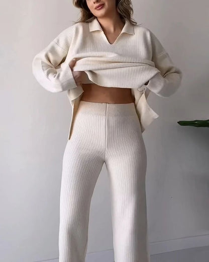 🔥Hot Sale 39% OFF🎁V-Neck Casual Slit Knitted Two-Piece Set