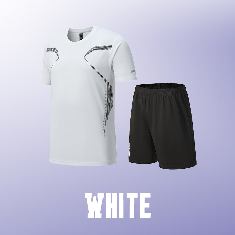 ☀️💦Tuta sportiva da uomo con t-shirt e pantaloncini traspiranti, ad asciugatura rapida e vestibilità ampia