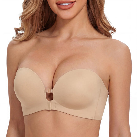 Seamless Front Closure Bra With Adjustable Straps