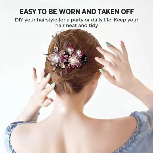 Buy more, get more free🏵️Rhinestone Double Flower Hairpin