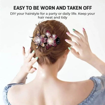 Buy more, get more free🏵️Rhinestone Double Flower Hairpin