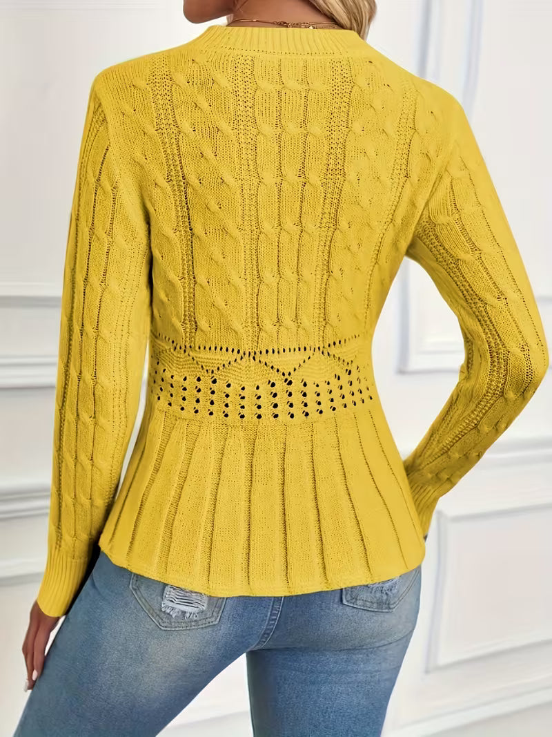⏳Limited-time 50% off⏰Women's Chunky-Knitted Crew Neck Peplum Sweater🧶👚