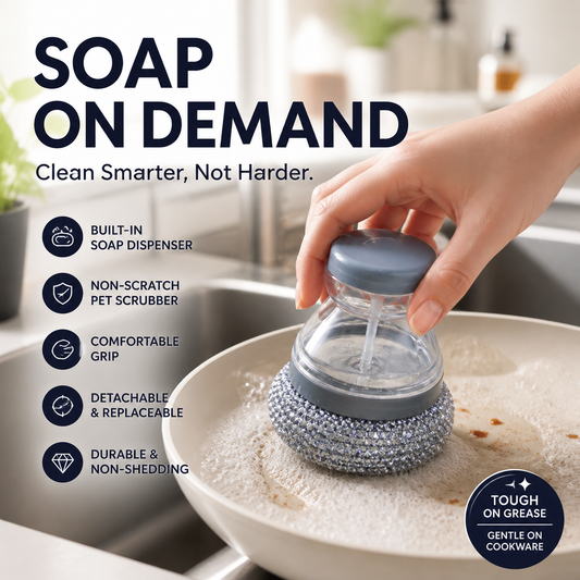 🥳HOT SALE🥳💞10K+ SOLD! Scrubber Brush ! Built-in soap, non-scratch & ergonomic. Clean pots easily – grab yours! ✅