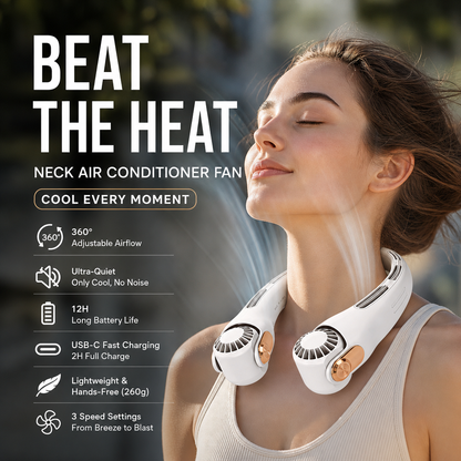 2026 HOT SALE50K+ SOLD! Neck Air Conditioner Fan – Ultra‑quiet, 360° rotating, 3 speeds. Hands‑free cooling, long battery. Summer essential!