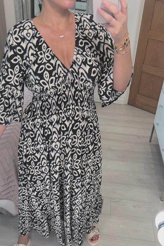 🔥SUMMER SALE 53% OFF 👗New Floral Print V Neck-Long Dress