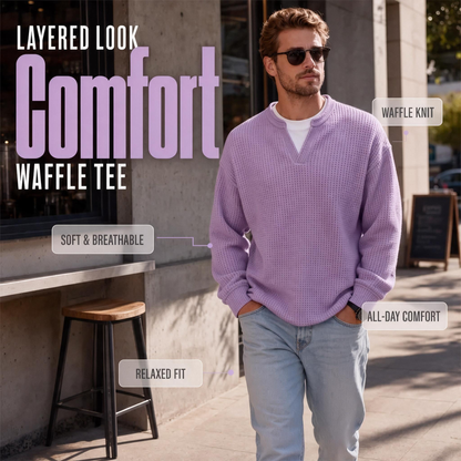 💖Black Friday Mega Deal – 50% off!💖Men's Layered-Look Waffle T-Shirt | Comfortable everyday style with elegant texture 👚