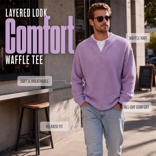 💖Black Friday Mega Deal – 50% off!💖Men's Layered-Look Waffle T-Shirt | Comfortable everyday style with elegant texture 👚