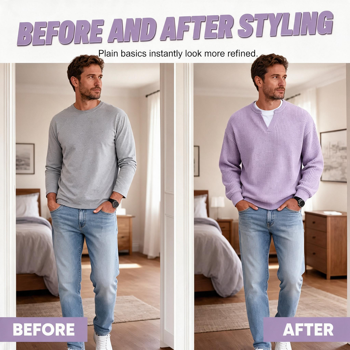 💖Black Friday Mega Deal – 50% off!💖Men's Layered-Look Waffle T-Shirt | Comfortable everyday style with elegant texture 👚