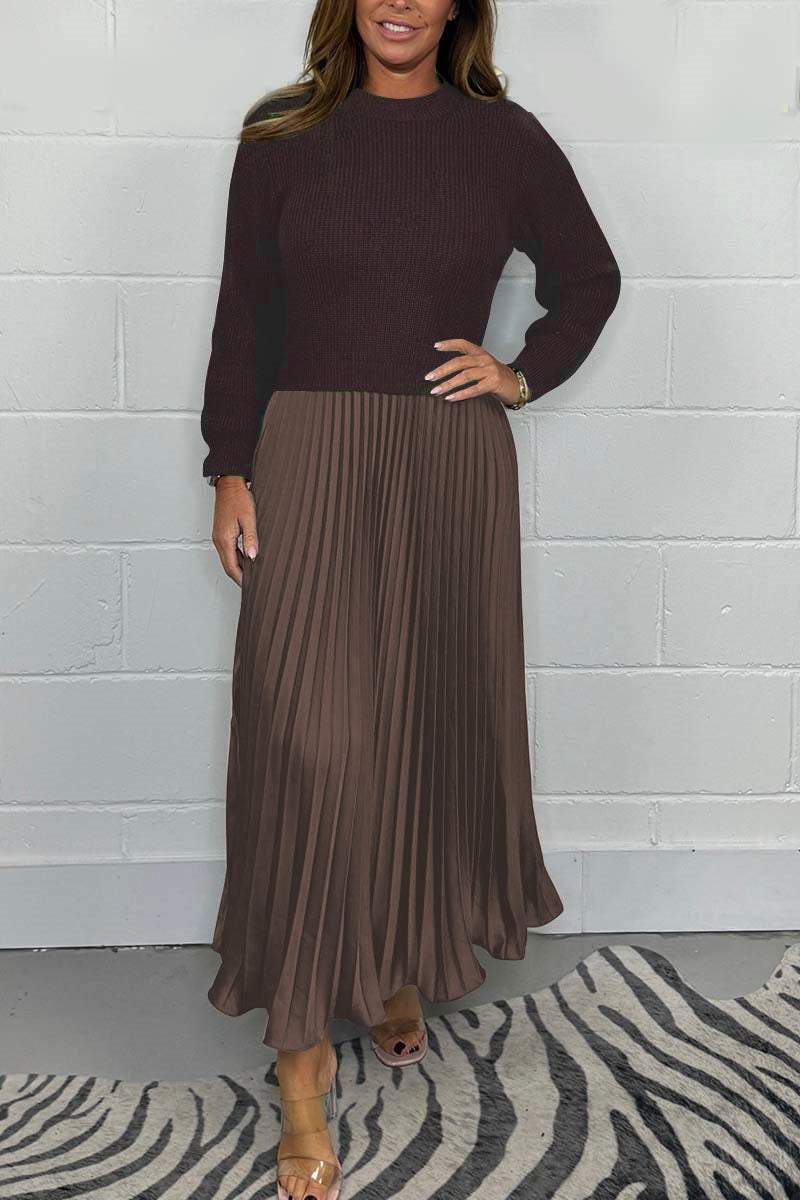 💝Women’s Stylish and Elegant Round-neck Pleated Dress