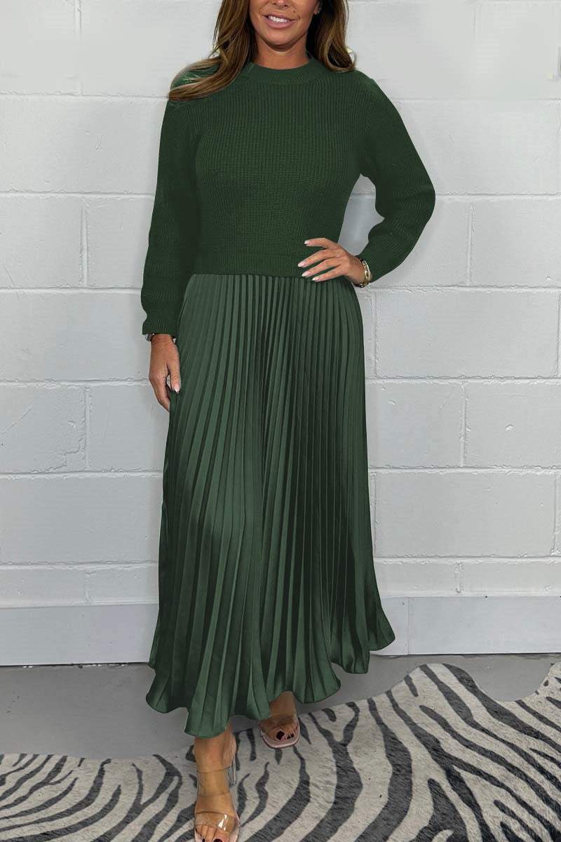 💝Women’s Stylish and Elegant Round-neck Pleated Dress