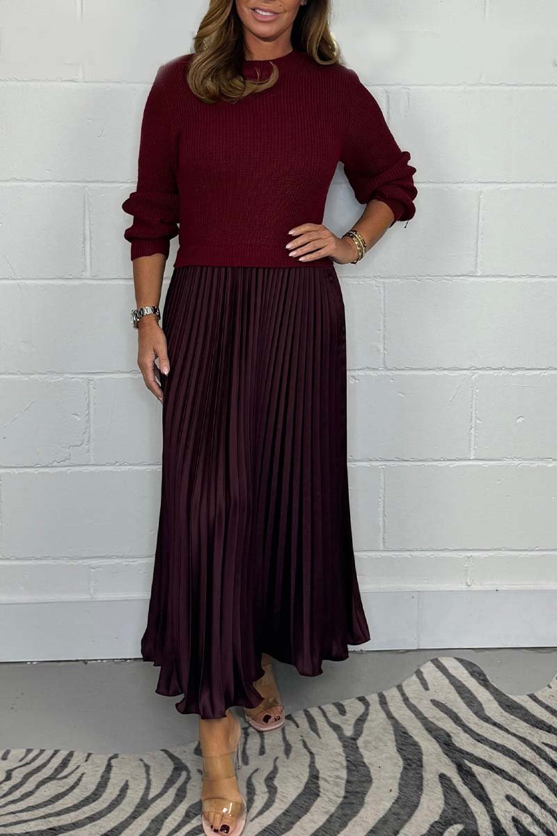 💝Women’s Stylish and Elegant Round-neck Pleated Dress