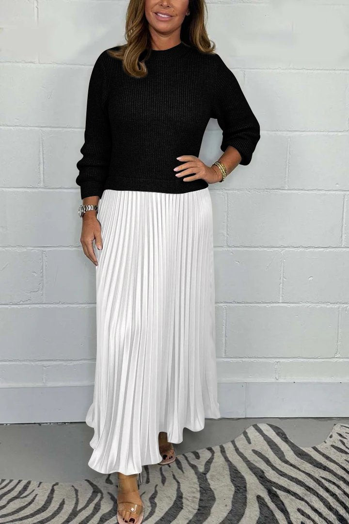 💝Women’s Stylish and Elegant Round-neck Pleated Dress