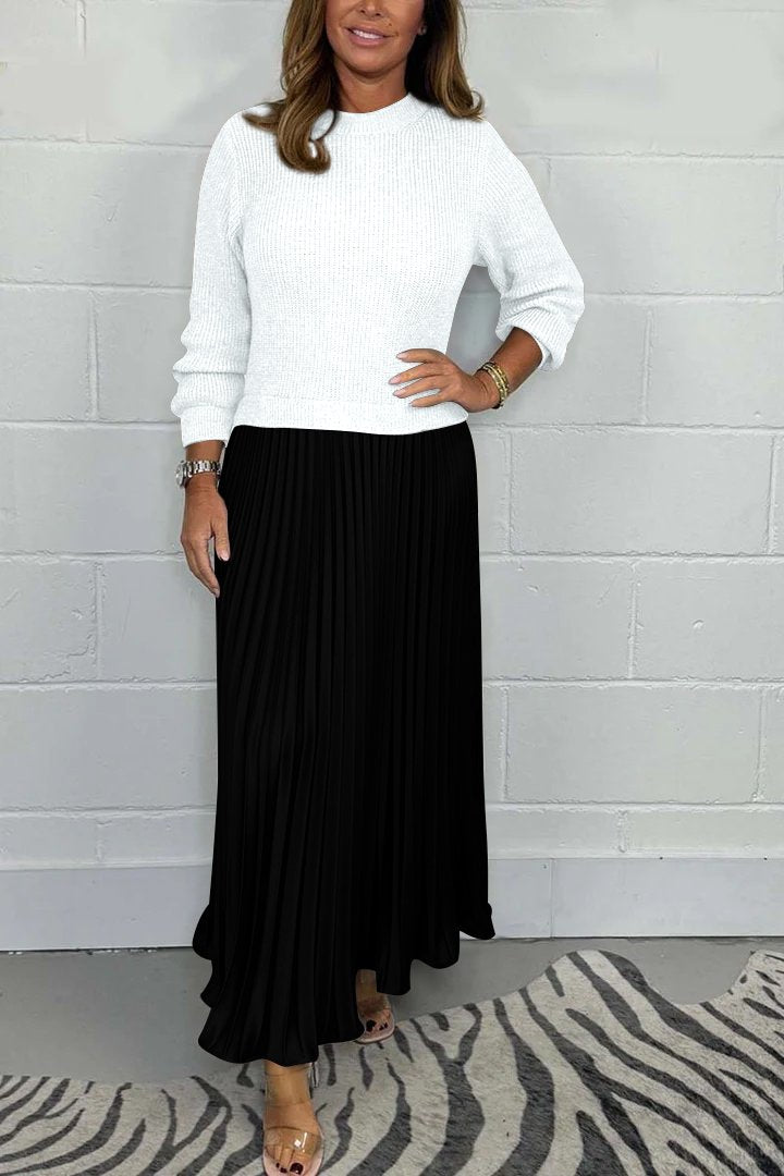 💝Women’s Stylish and Elegant Round-neck Pleated Dress