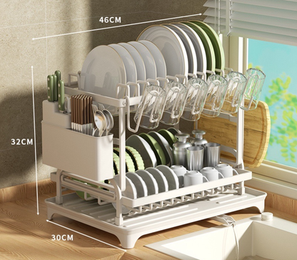 🍽️ 50% OFF!  2-Tier Dish Rack – With Drip Tray, Space-Saving & Ideal for Family Kitchens 🏠