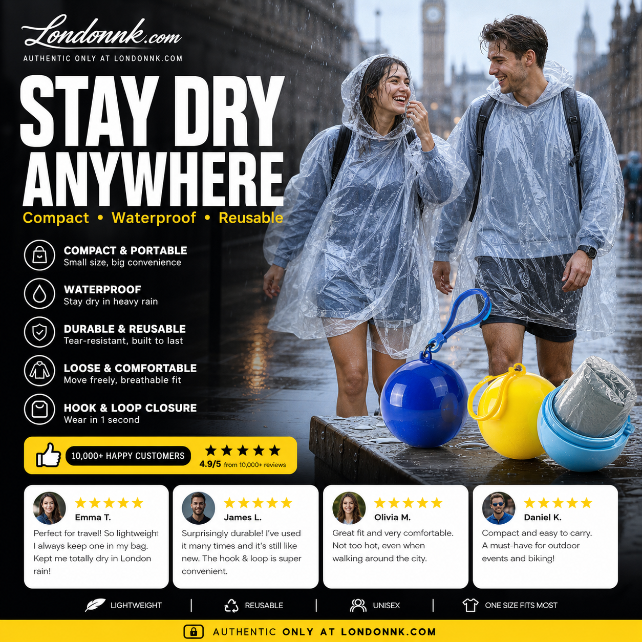 🥳BUY 1 GET 1 FREE! ☔Pocket-Sized Ball Disposable Raincoat – Ultra‑compact ball packaging fits in any bag, purse or glove box. Waterproof & easy to use – always ready for sudden showers! 🌧️✨