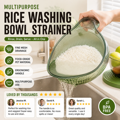 🍚 LIMITED TIME 50% OFF! Wash Rice Without Losing a Grain – Fine Mesh Colander Bowl with Handle. UK Stock ✨