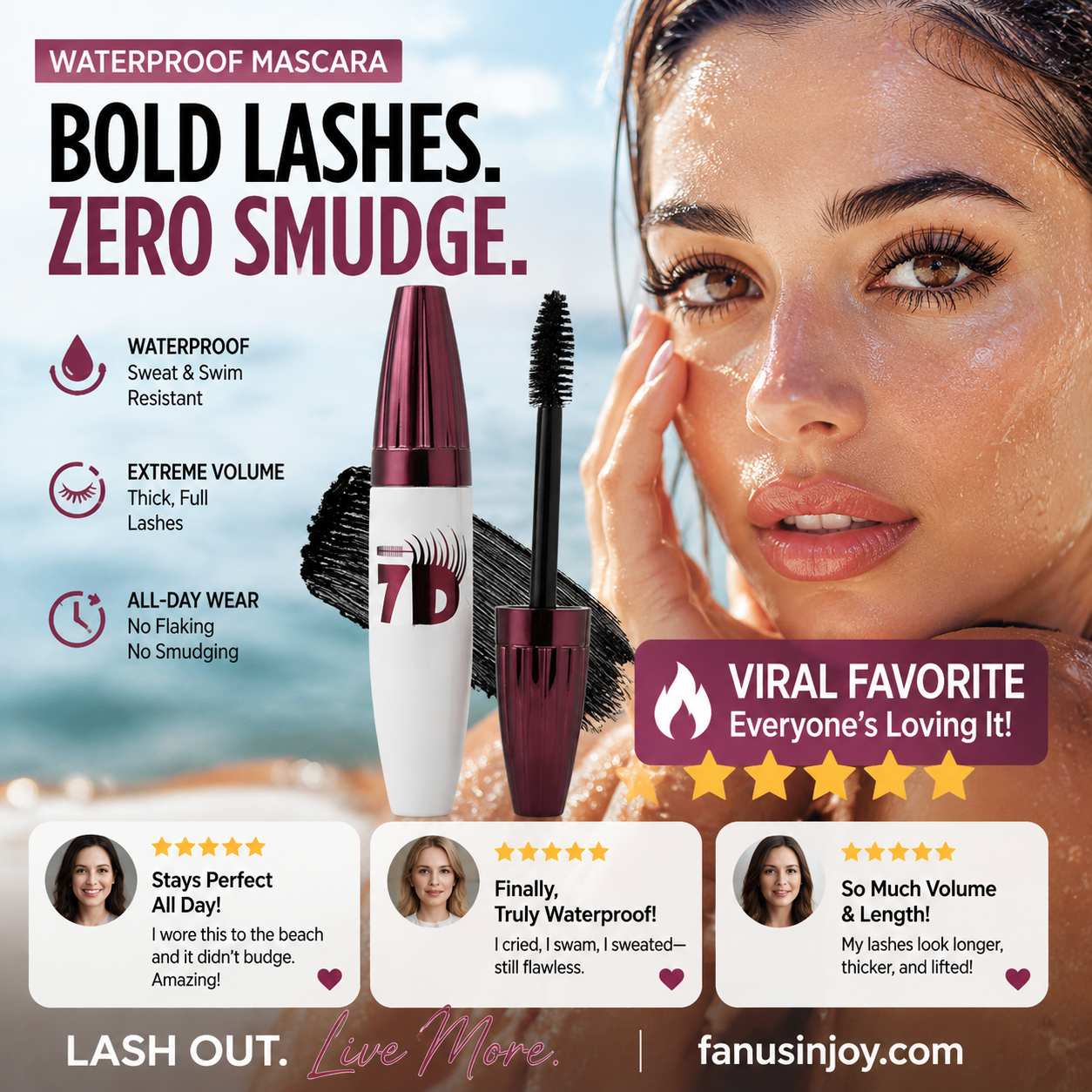 💄✨ Smudge-Proof Curling Mascara – Lifts & Curls All Day, Waterproof & Flake-Free for Intense Black Lashes
