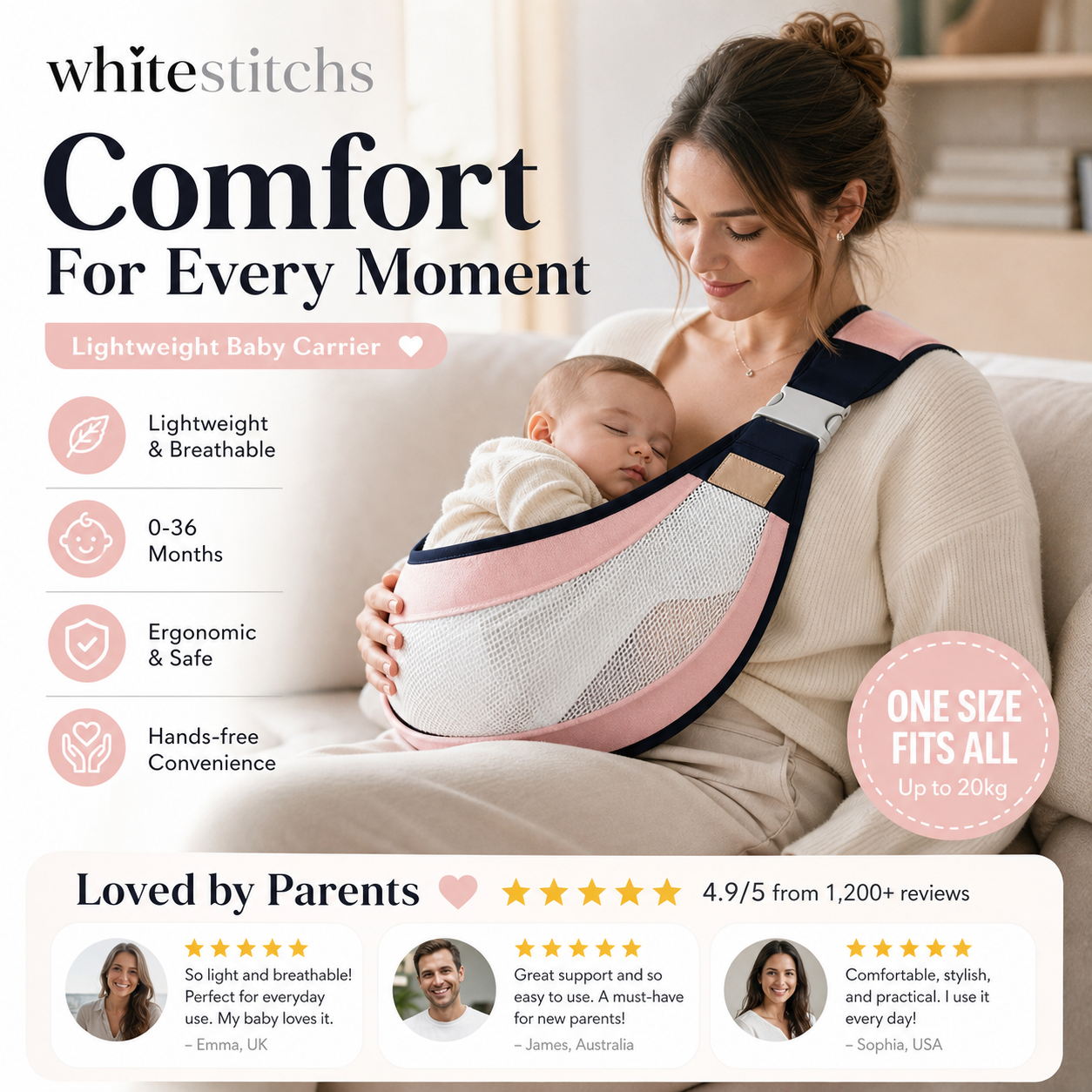 🎁2026 Sale-50% Off👶4-in-1 Breathable Baby Carrier – 0-36 Months, Front/Back/Facing In/Out – Hands-Free Comfort for Parent & Baby! ✨