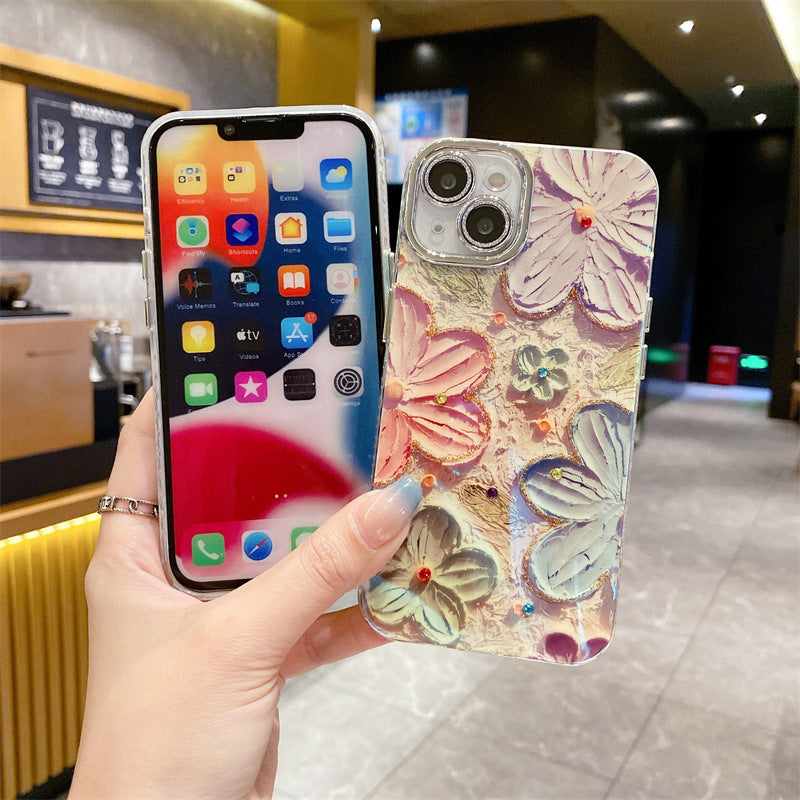 💕Limited time 50% off🔥Oil Painting Flower iPhone Case with Lens Protector Film