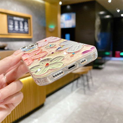 💕Limited time 50% off🔥Oil Painting Flower iPhone Case with Lens Protector Film