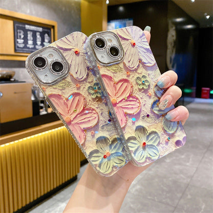 💕Limited time 50% off🔥Oil Painting Flower iPhone Case with Lens Protector Film