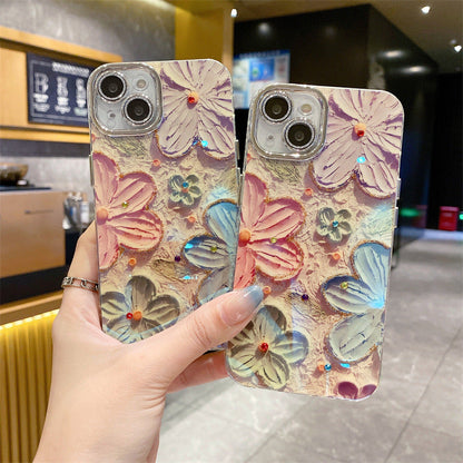 💕Limited time 50% off🔥Oil Painting Flower iPhone Case with Lens Protector Film