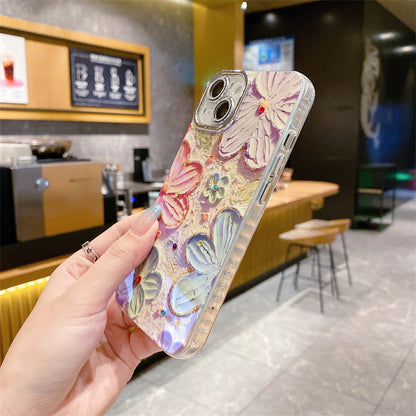 💕Limited time 50% off🔥Oil Painting Flower iPhone Case with Lens Protector Film