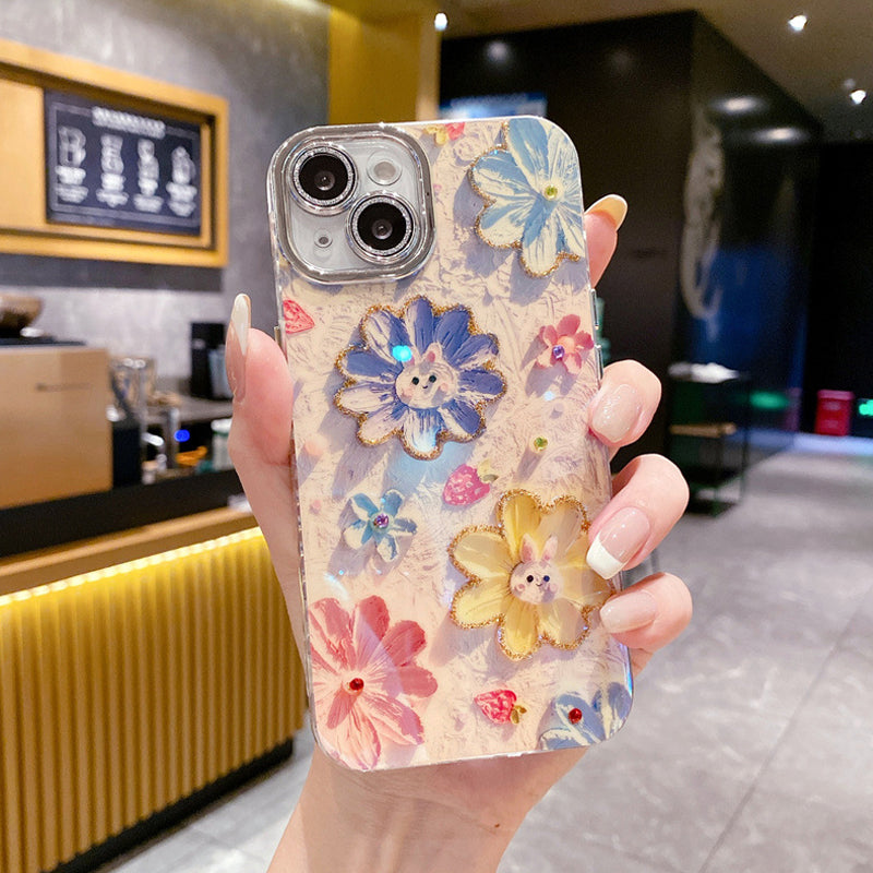 💕Limited time 50% off🔥Oil Painting Flower iPhone Case with Lens Protector Film